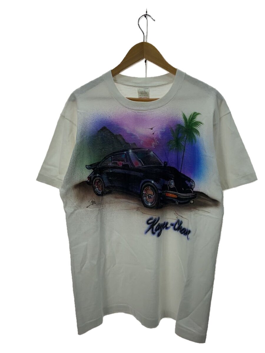 【中古】FRUIT OF THE LOOM◆90S/ペイントスプレー/VINTAGE/Tシャツ/M/コットン/WHT【メンズウェア】