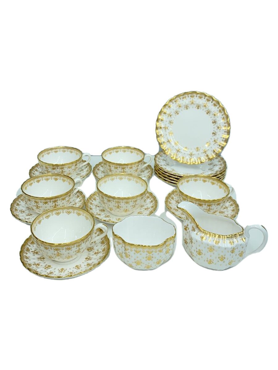 【中古】Spode◆Fleur de Lys/フルールドリス/カップ&ソーサー6/ケーキ皿6/ミルクポット1/シュガーポッ..