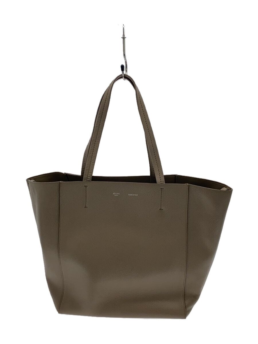 【中古】CELINE◆トートバッグ/レザー/BEG/カバファントムスモール【バッグ】