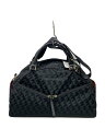 【中古】Madame Hiroko◆ジャガード/ボストンバッグ/ナイロン/BLK/総柄【バッグ】