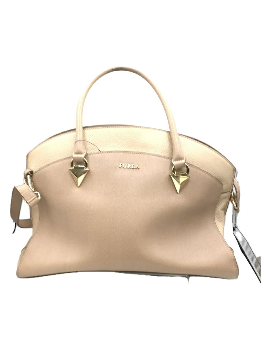 【中古】FURLA◆ハンドバッグ/PVC/BEG【バッグ】