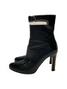 【中古】MIU MIU◆ベルト付きショートブーツ/34.5/BLK/レザー【シューズ】