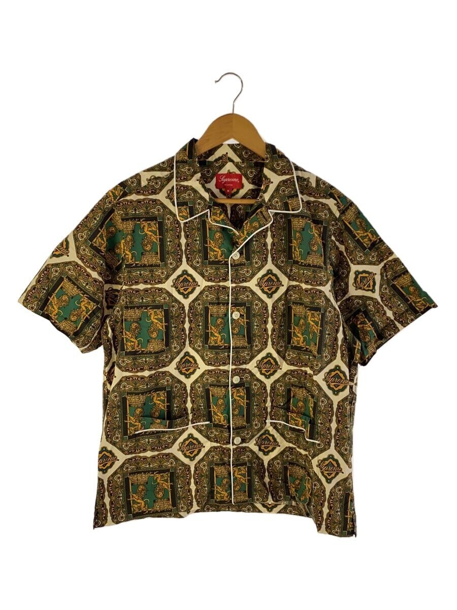 【中古】Supreme◆REGENCY PAJAMA SHIRTS/半袖シャツ/M/コットン/YLW/総柄//【メンズウェア】