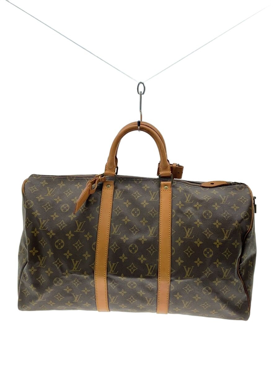 【中古】LOUIS VUITTON◆キーポル50_モノグラム・キャンバス/PVC/BRW【バッグ】