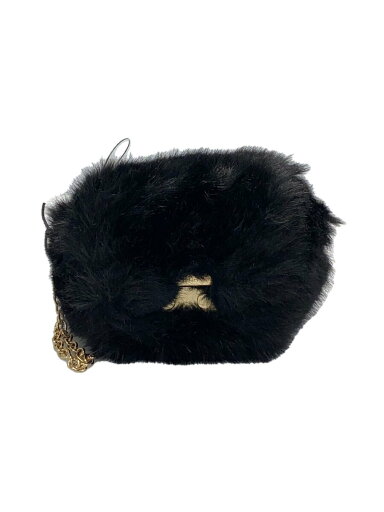 【中古】FURLA◆ポーチ/ファー/BLK/無地/黒/ブラック【バッグ】 【中古】FURLA◆ポーチ/ファー/BLK/無地/黒/ブラック【バッグ】