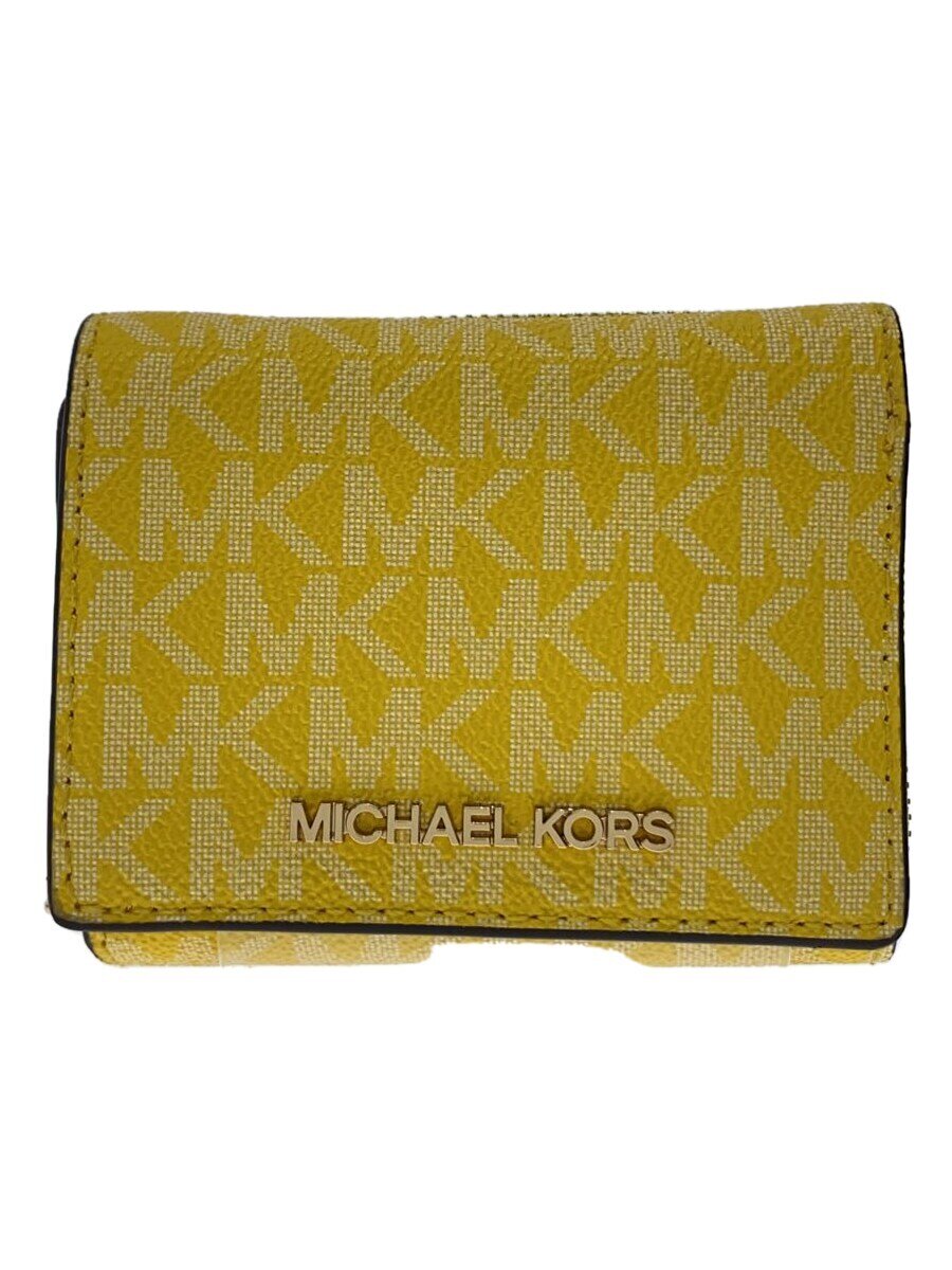 【中古】MICHAEL KORS◆3つ折り財布/--/YLW/総柄/レディース/PM-2401【服飾雑貨他】