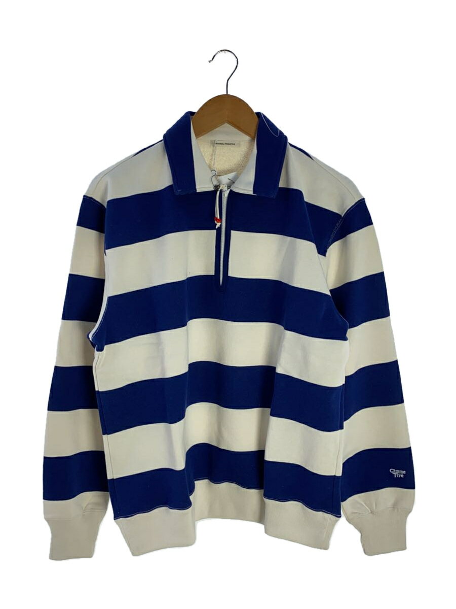 【中古】UNIVERSAL PRODUCTS◆23SS/GIMME FIVE HALF ZIP BORDER SWEAT/スウェット/コットン/WHT/ボーダー【メンズウェア】