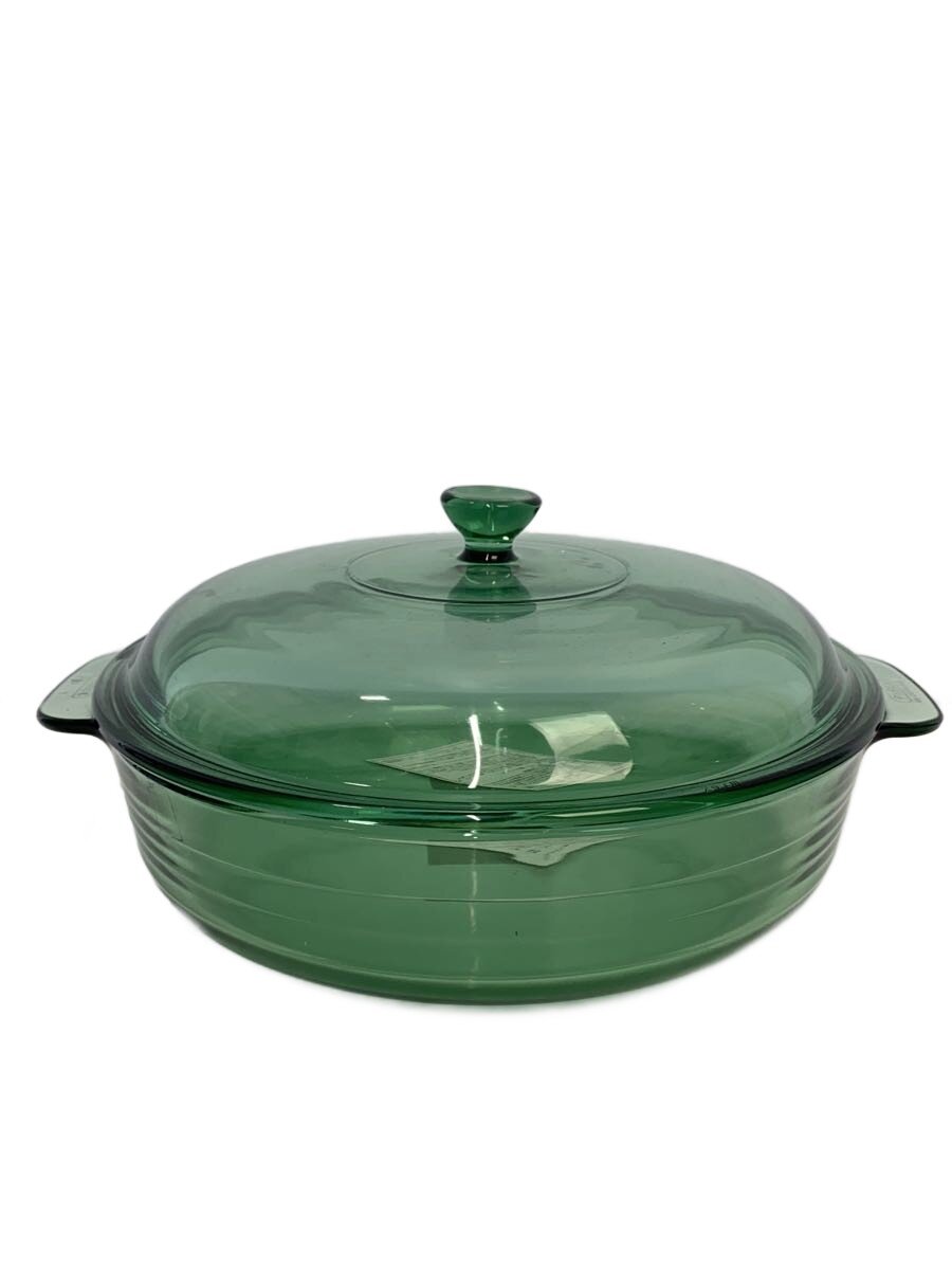 【中古】pyrex◆ガラス鍋/グリーン/キャセロール/両手鍋/パイレックス【キッチン用品】