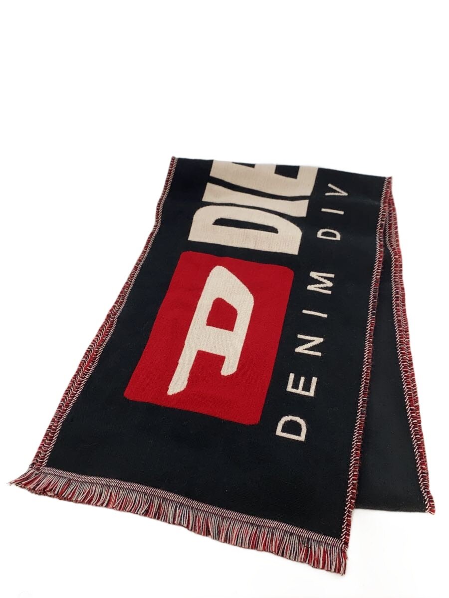 【中古】DIESEL◆マフラー/A21823-0IHCC/s-div/フリンジ/ブラック/レッド【服飾雑貨他】
