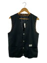 【中古】CRIMIE◆ベスト/XL/ポリエステル/BLK/ストライプ【メンズウェア】