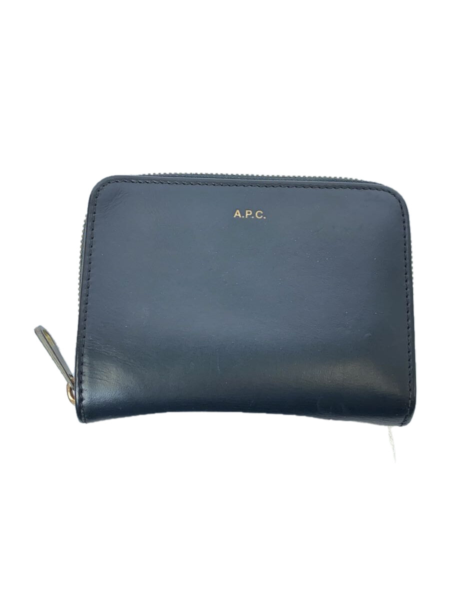 【中古】A.P.C.◆2つ折り財布/レザー/BLK/メンズ【服飾雑貨他】