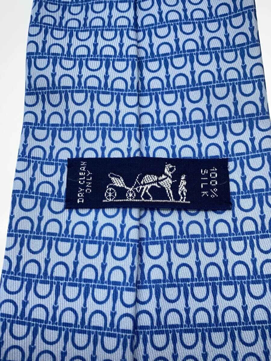 【中古】HERMES◆ネクタイ/シルク/BLU/総柄/メンズ【服飾雑貨他】