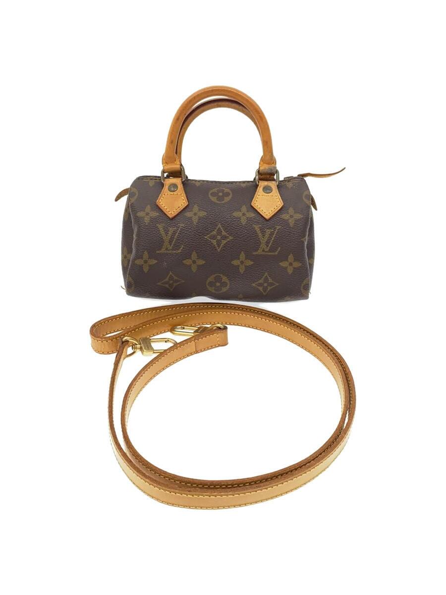 【中古】LOUIS VUITTON◆ミニ・スピーディ_モノグラム・キャンバス_BRW/PVC/BRW【バッグ】