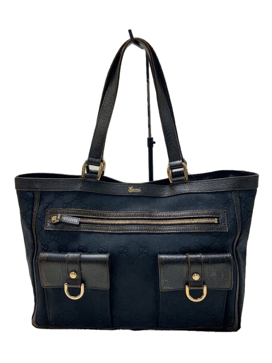 GUCCI - 【中古】GUCCI◆トートバッグ_GGキャンバス/キャンバス/BLK【バッグ】