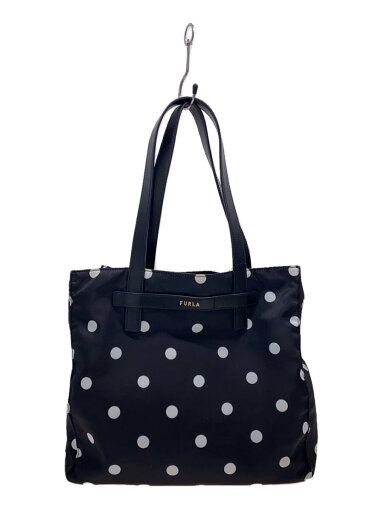 【中古】FURLA◆トートバッグ/ナイロン/BLK/ドット/キズ有【バッグ】 【中古】FURLA◆トートバッグ/ナイロン/BLK/ドット/キズ有【バッグ】