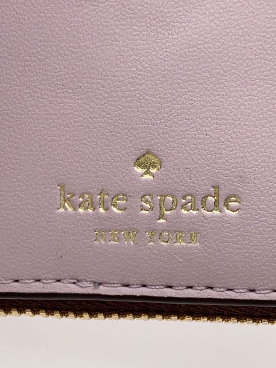 【中古】kate spade new york◆レナ スモール L-ジップ ウォレット/PVC/BRW/無地/レ...