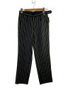 NEON SIGN◆スラックスパンツ/46/ウール/BLK/ストライプ/0721/SIDE ADJUSTER SLACKS CHALK