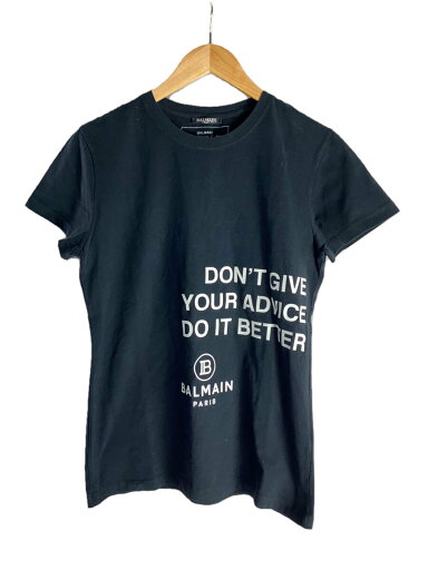 【中古】BALMAIN◆Tシャツ/S/コットン/BLK/プリント【メンズウェア】 【中古】BALMAIN◆Tシャツ/S/コットン/BLK/プリント【メンズウェア】