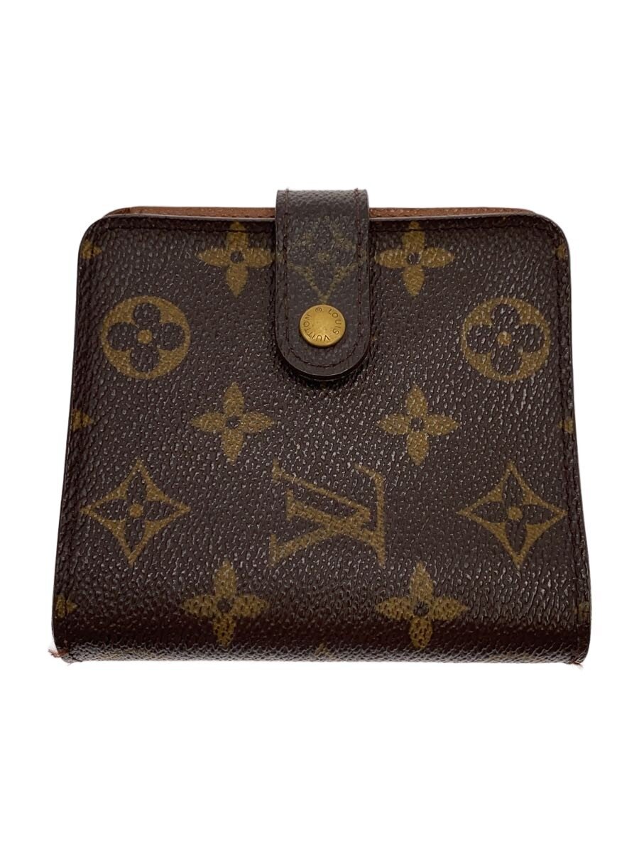 【中古】LOUIS VUITTON◆コンパクト・ジップ_モノグラム・キャンバス/PVC/BRW/メンズ/M61667【服飾雑貨他】