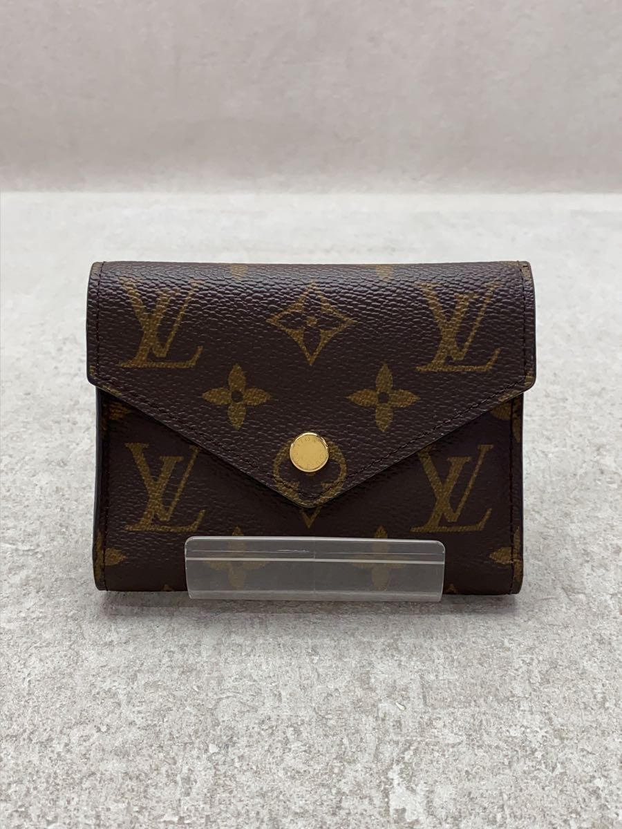 【中古】LOUIS VUITTON◆ポルト・フォイユ・ヴィクトリーヌ_モノグラム・キャンバス_BRW/PVC/BRW/レディース【服飾雑貨他】