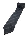 【中古】CHANEL◆ネクタイ/シルク/GRY/ストライプ/メンズ【服飾雑貨他】
