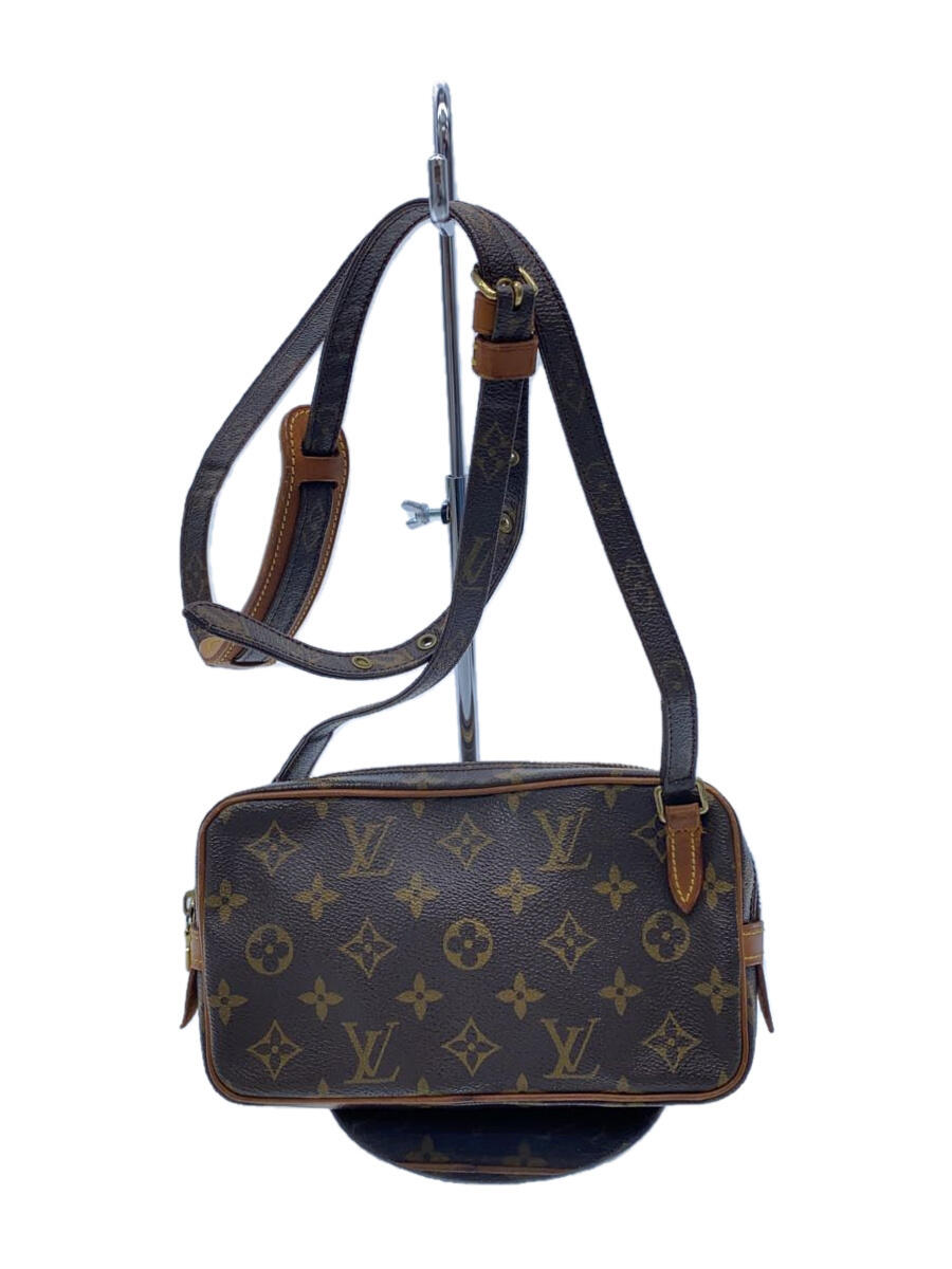 【中古】LOUIS VUITTON◆ポシェット・マルリー・バンドリエール_モノグラム・キャンバス_BRW/PVC/BRW【バッグ】