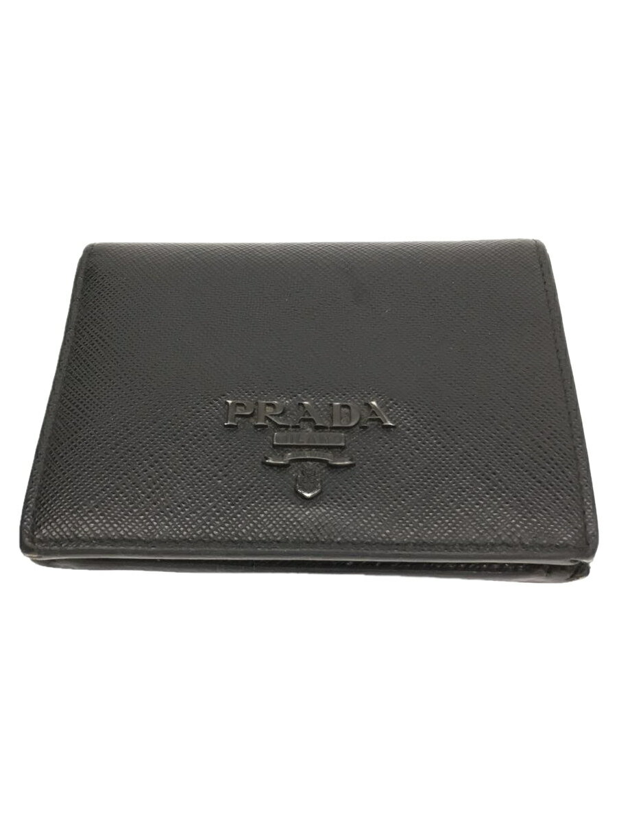 【中古】PRADA◆2つ折り財布/PVC/BLK/メンズ【服飾雑貨他】