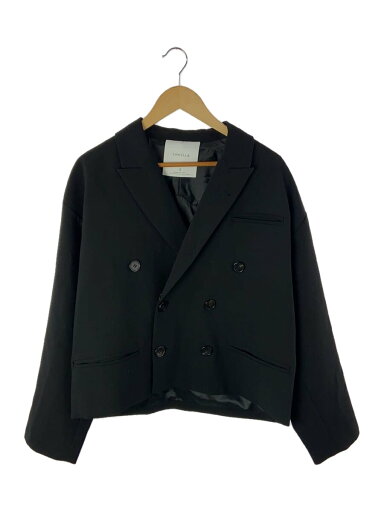 【中古】chuclla◆クロップドルーズテーラードジャケット/M/ポリエステル/BLK/無地【レディースウェア】 【中古】chuclla◆クロップドルーズテーラードジャケット/M/ポリエステル/BLK/無地【レディースウェア】