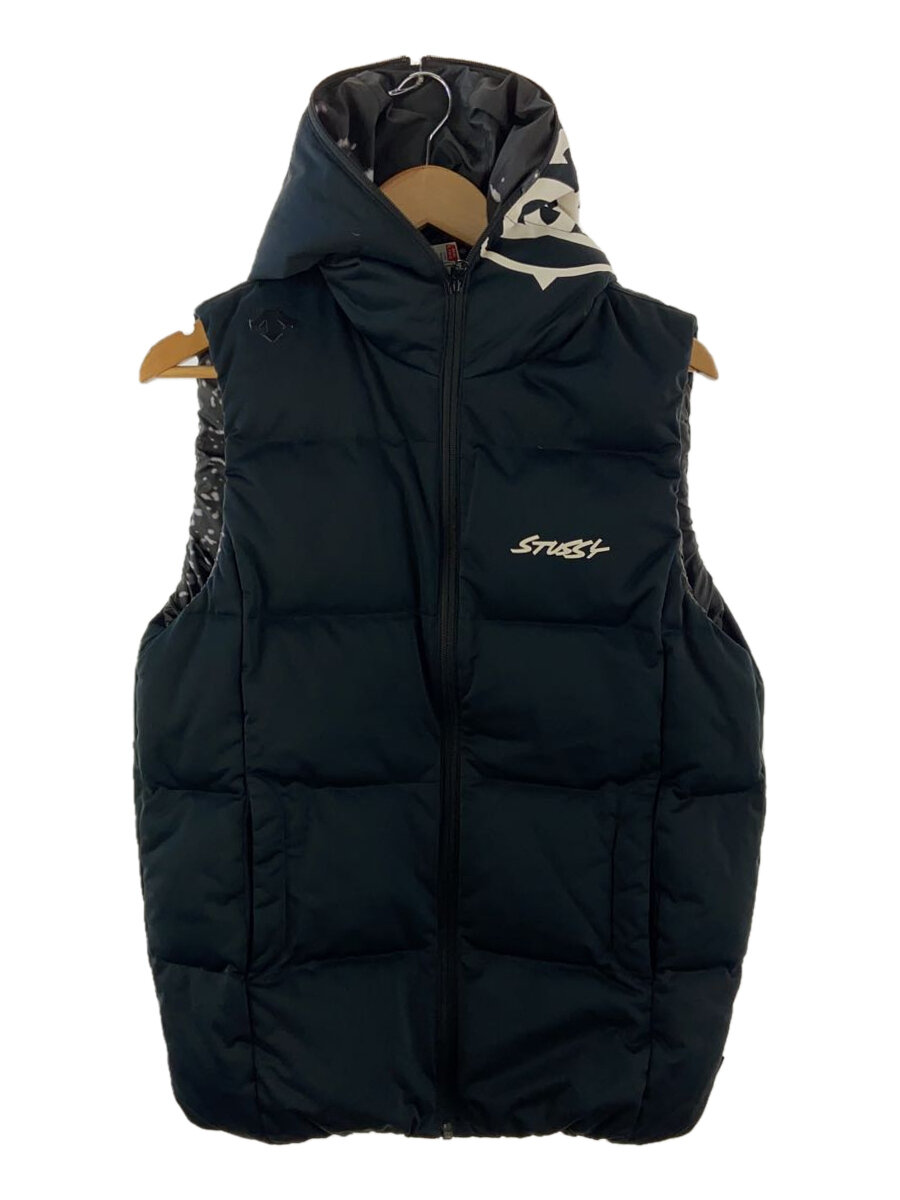 【中古】STUSSY◆ダウンベスト/L/ポリエステル/BLK/DFL-3980ST【メンズウェア】