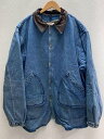 【中古】Woolrich◆90s/ハンティングジャケット/ライナーセット/襟元レザー/L/デニム/IDG/無地//【メンズウェア】