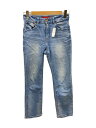 【中古】RED CARD◆ストレートパンツ/23/コットン/BLU/無地/263331JD/シミ有【レディースウェア】