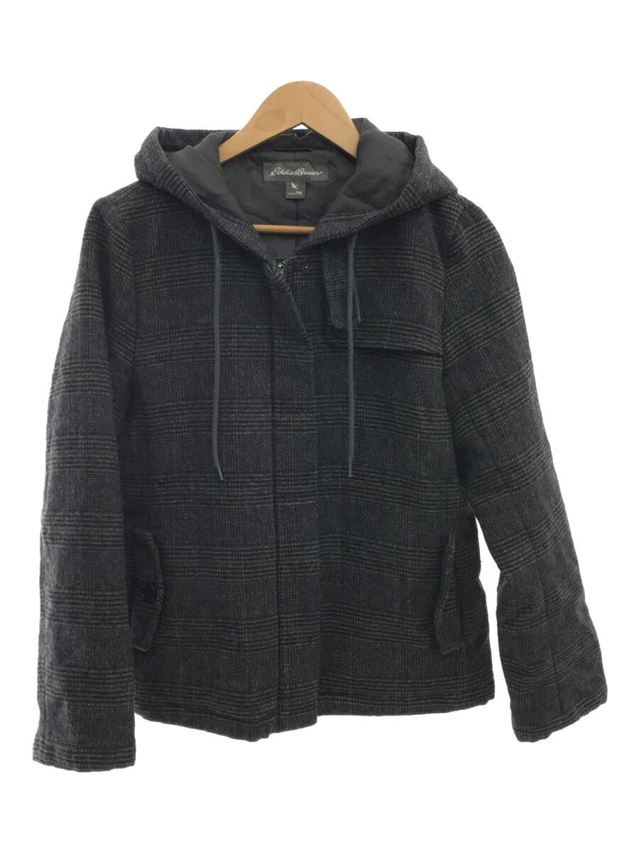 【中古】EDDIE BAUER◆ブルゾン/--/ウール/GRY/チェック【メンズウェア】