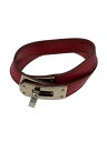 【中古】HERMES◆ブレスレット/レザー/RED/レディース【服飾雑貨他】
