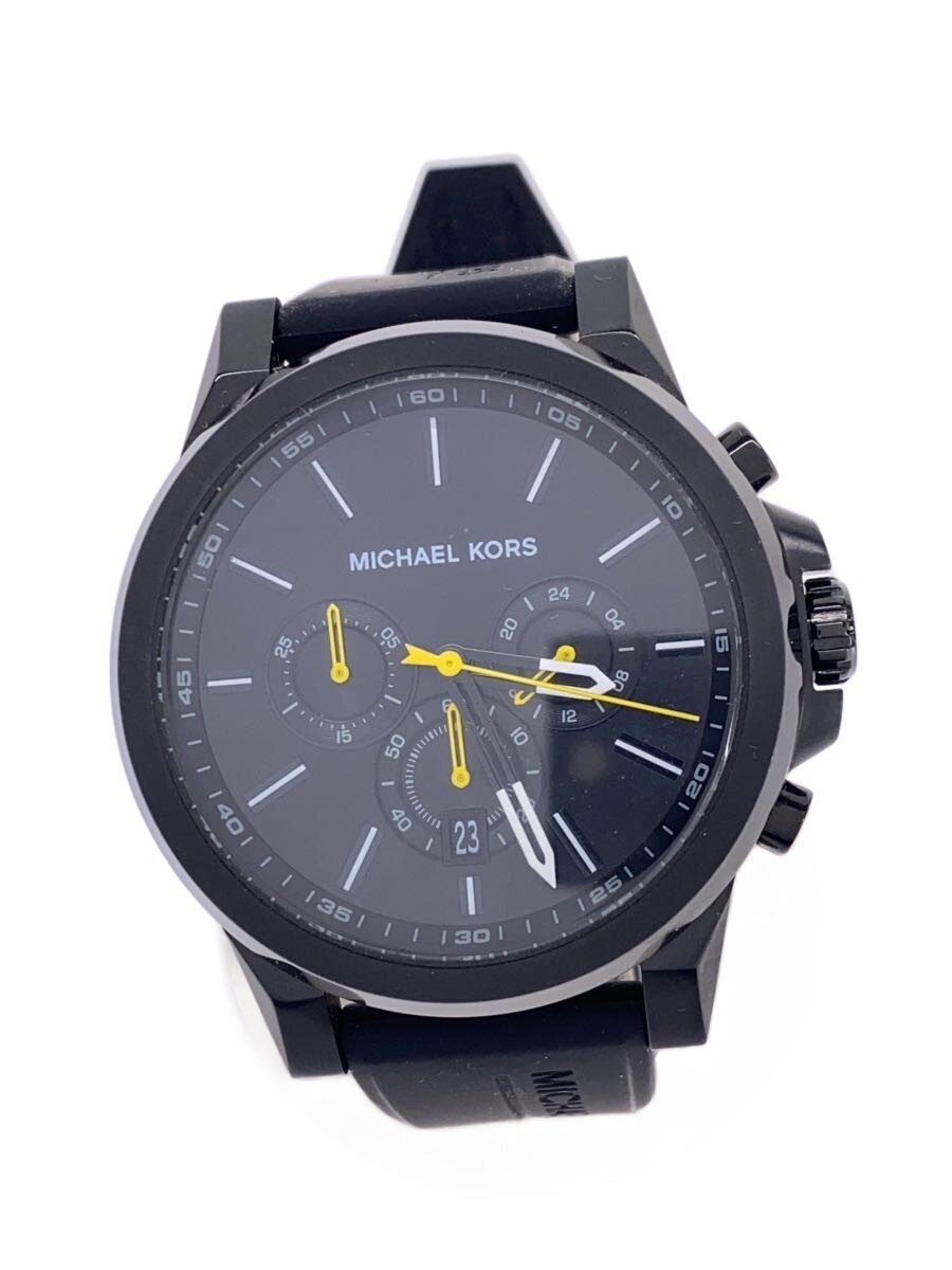 【中古】MICHAEL KORS◆クォーツ腕時計/アナログ/ラバー/BLK/BLK/MK-8699【服飾雑貨他】