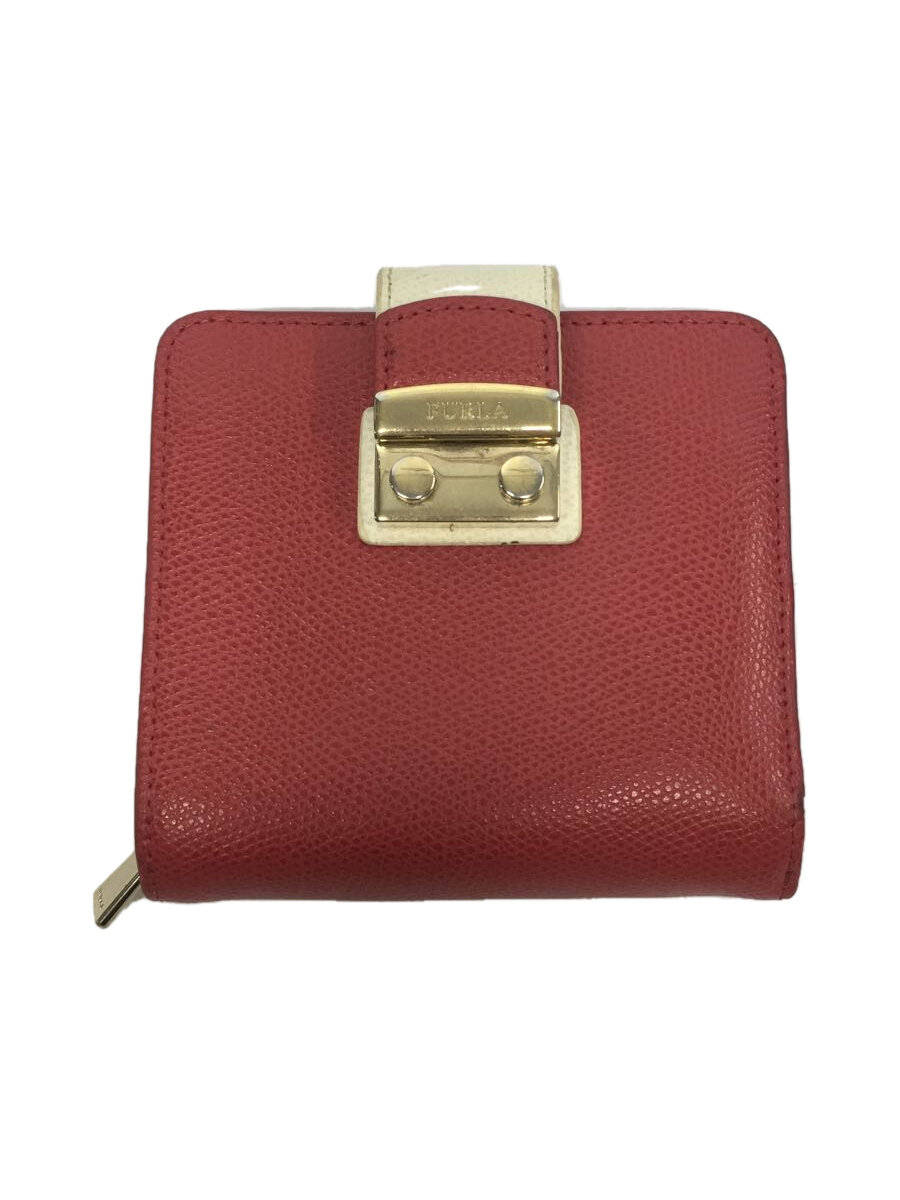 【中古】FURLA◆2つ折り財布/--/RED/無地/レディース//【服飾雑貨他】