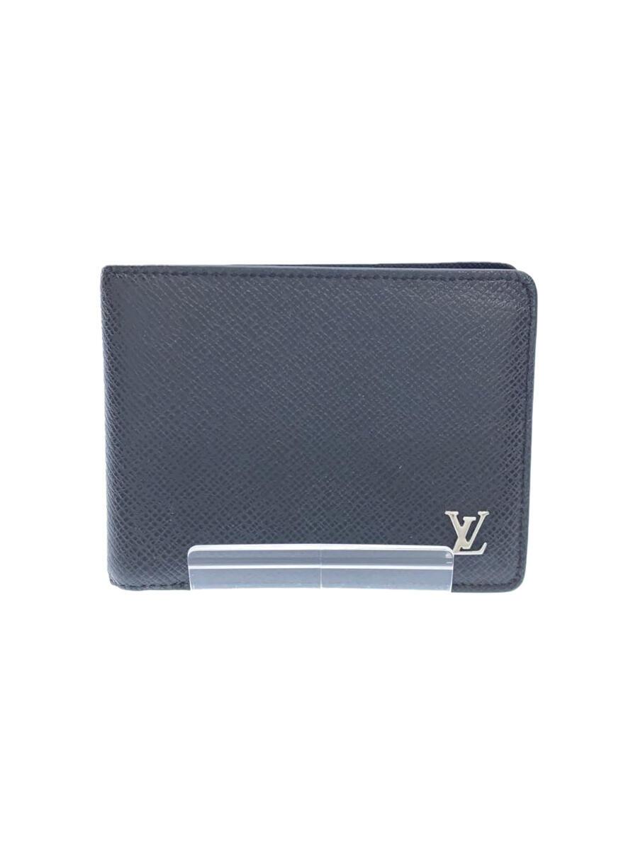 【中古】LOUIS VUITTON◆ポルト・フォイユ・ミュルティプル_タイガ_BLK/牛革/BLK/メンズ/M30295【服飾雑貨他】