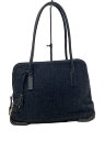 【中古】PRADA◆レザーハンドル/ツイードトートバッグ/ウール/BLK/ET00376【バッグ】