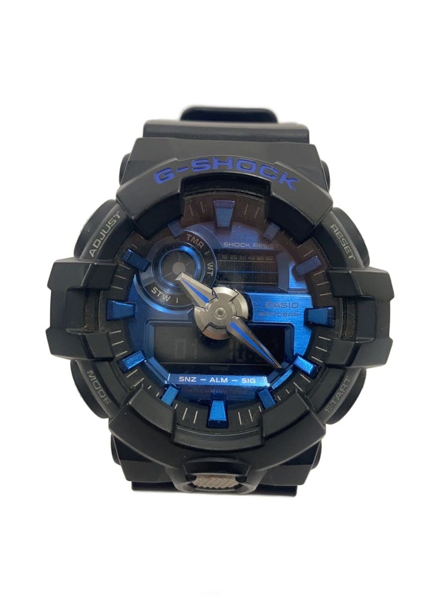 【中古】CASIO◆腕時計/デジアナ/ラバー/BLU/BLK/GA-710【服飾雑貨他】