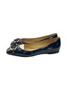 【中古】VALENTINO GARAVANI◆フラットパンプス/37/NVY/エナメル【シューズ】