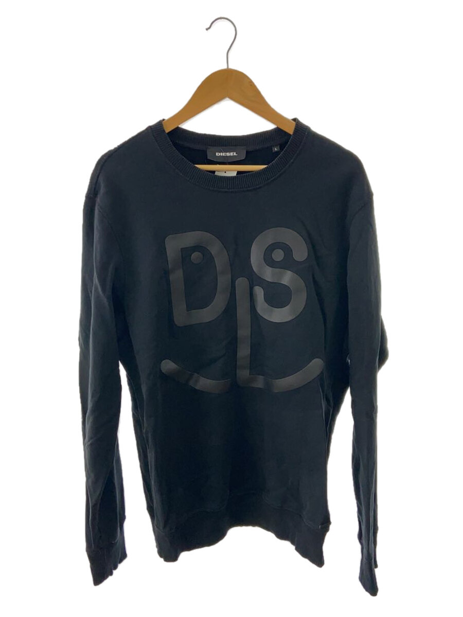 【中古】DIESEL◆スウェット/L/コットン/BLK【メンズウェア】