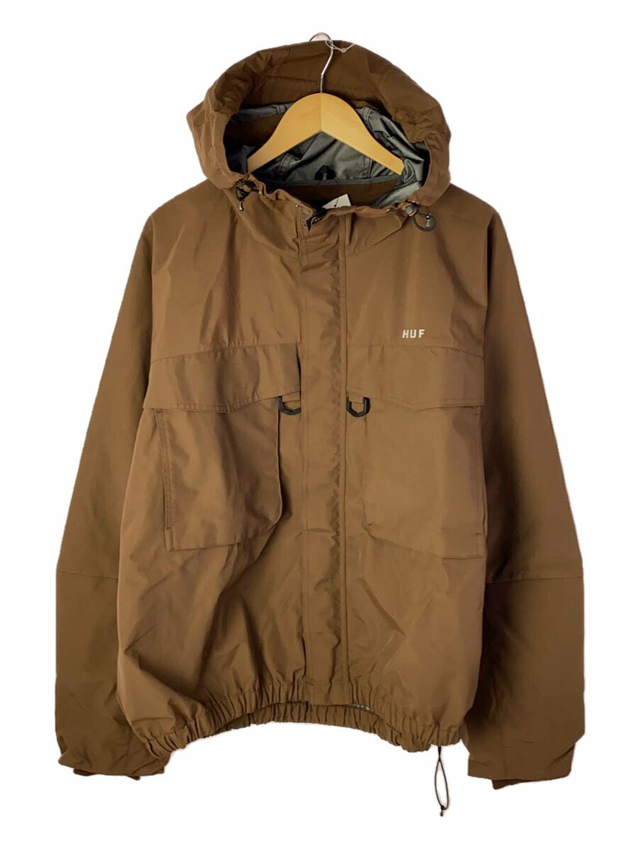 【中古】HUF◆マウンテンパーカ/L/ナイロン/ブラウン/無地【メンズウェア】