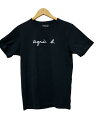 【中古】agnes b. homme◆ロゴTシャツ/1//ブラック/EA6