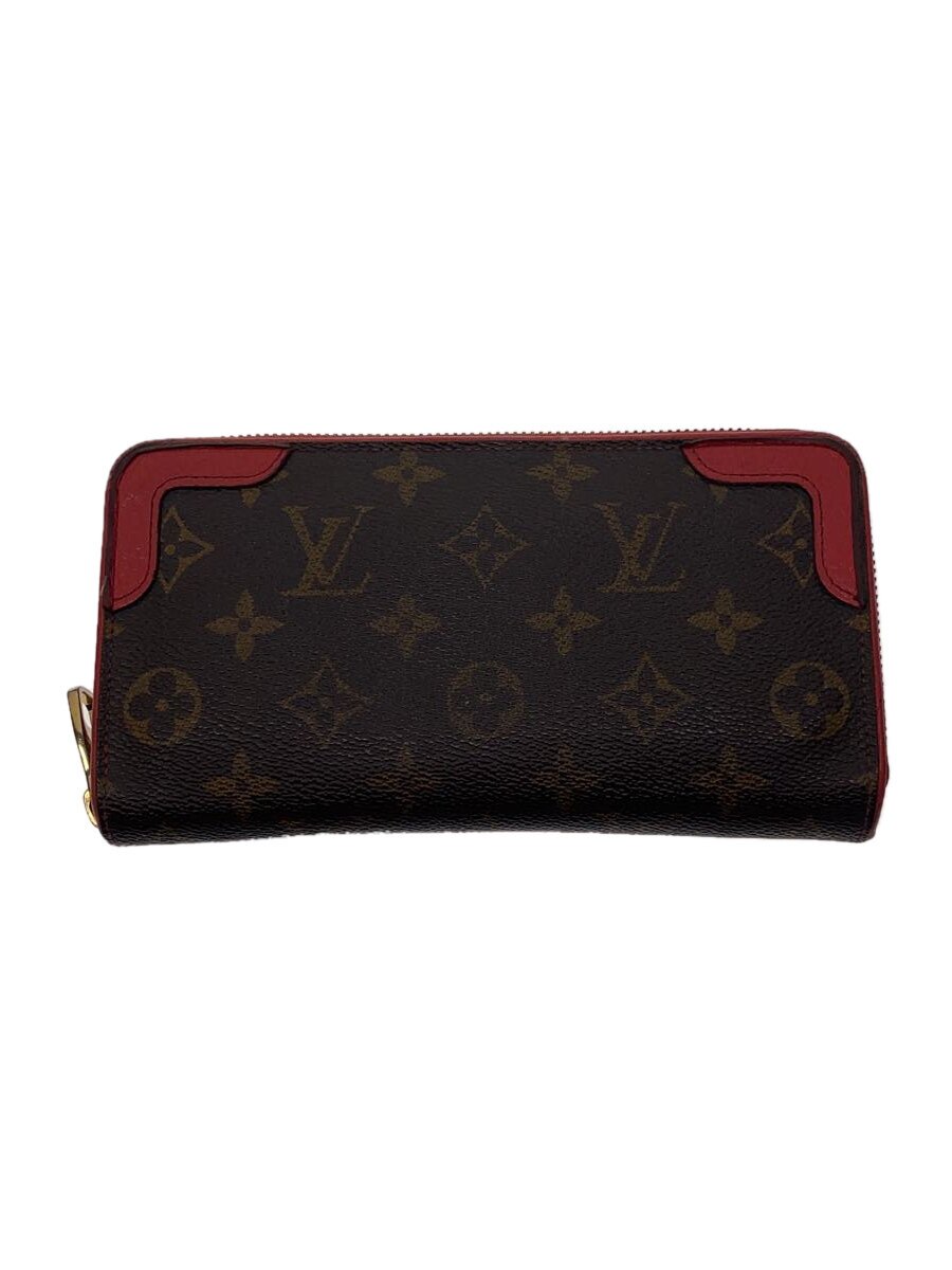 【中古】LOUIS VUITTON◆ジッピー・ウォレット・レティーロ_モノグラム・キャンバス_BRW_スリーズ/PVC/BRW/レディース【服飾雑貨他】