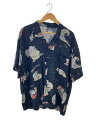【中古】Porter Classic◆アロハシャツ/M/レーヨン/BLK/総柄【メンズウェア】(4)