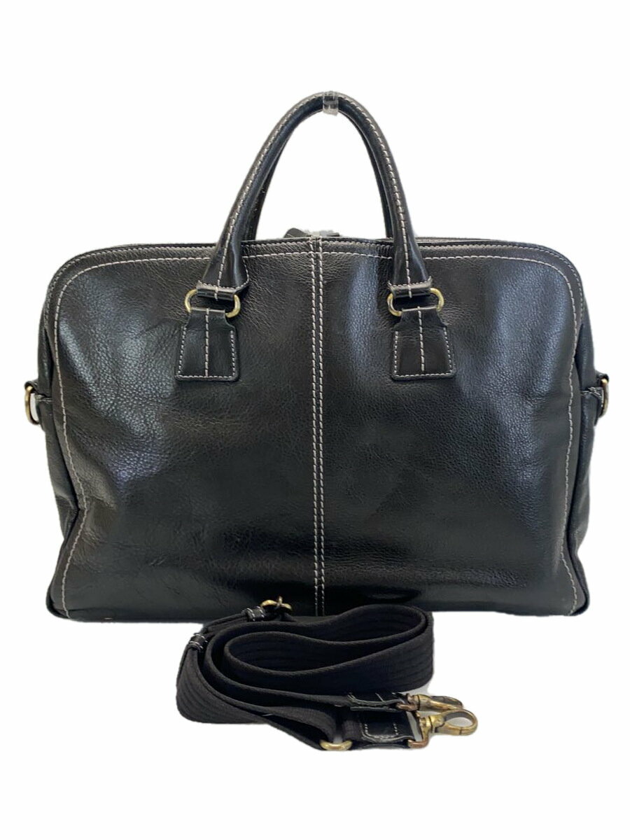 【中古】土屋鞄◆ブリーフケース/レザー/BLK【バッグ】