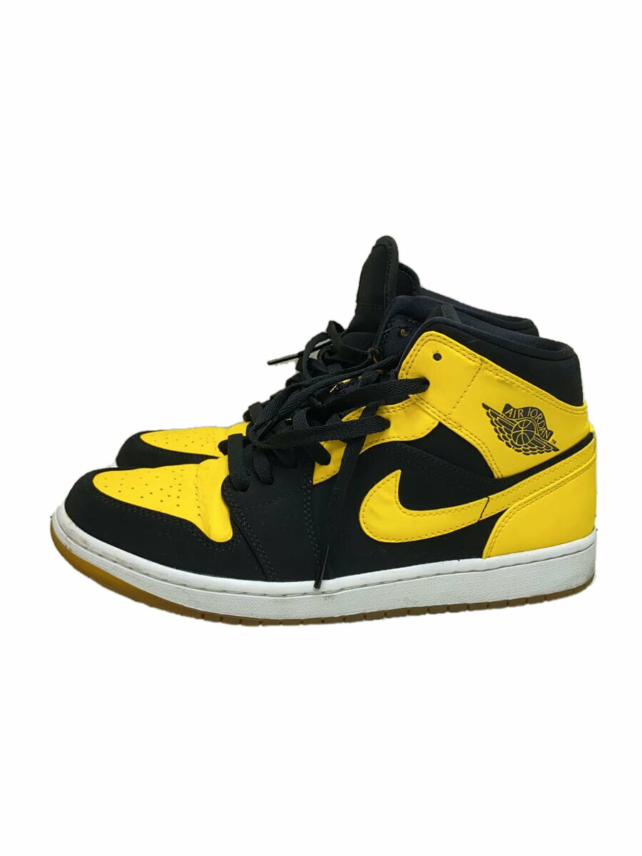 NIKE◆AIR JORDAN 1 MID/エアジョーダンミッド/ブラック/554724-035/27cm/BLK//
