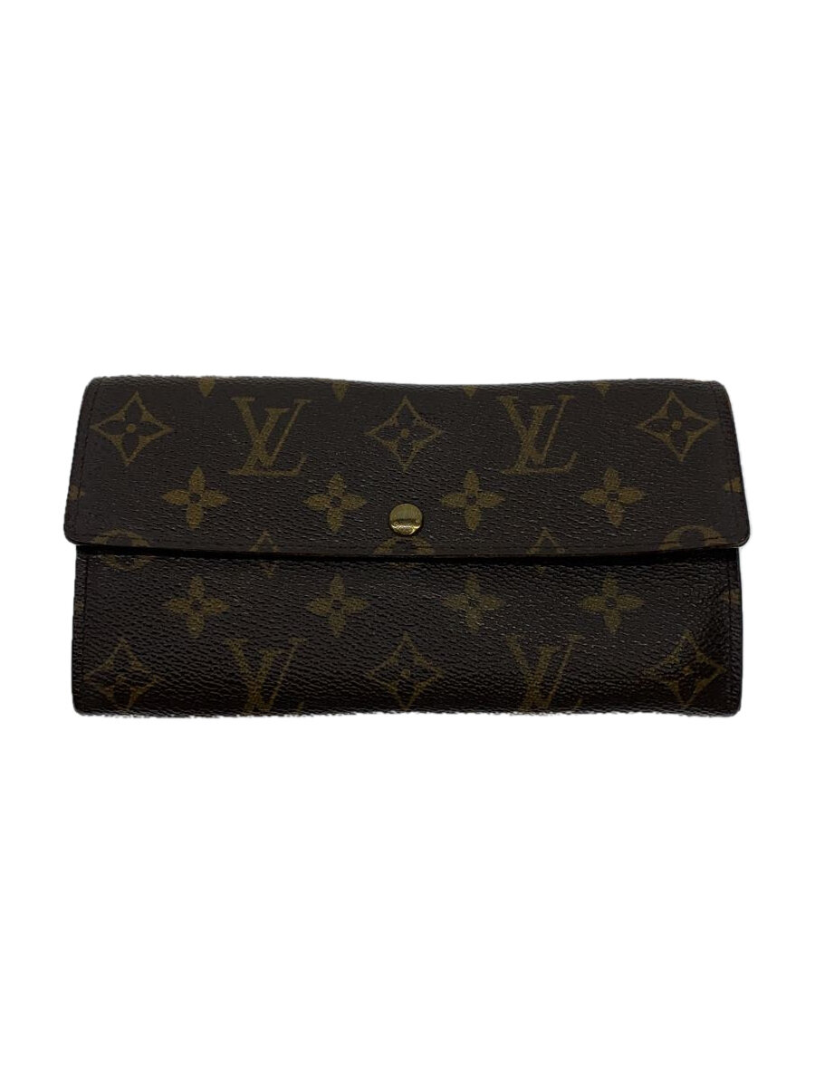 【中古】LOUIS VUITTON◆3)ポシェット・ポルト・モネ・クレディ_モノグラム・キャンバス_BRW/PVC/BRW/レディース【服飾雑貨他】