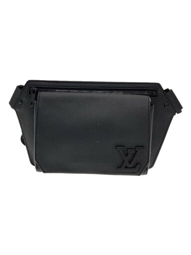 【中古】LOUIS VUITTON◆テイクオフ・スリング_LVアエログラム_BLK/ボディバッグ/レザー/BLK/LVロゴ/フランス製【バッグ】 【中古】LOUIS VUITTON◆テイクオフ・スリング_LVアエログラム_BLK/ボディバッグ/レザー/BLK/LVロゴ/フランス製【バッグ】