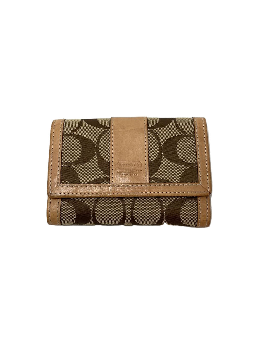 【中古】COACH◆3つ折り財布/--/BEG/レディース【服飾雑貨他】