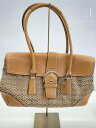 【中古】COACH◆ハンドバッグ_ソーホー_ミニシグネチャー_ブラウン/レザー/BRW/総柄【バッグ】